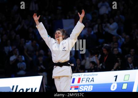 Blandine Pont (FRA) (Red Star Champigny Judo) a concouru dans la catégorie femmes -48kg a remporté la médaille d'or contre Tugce Beder (TUR) lors de l'International Judo Paris Grand Chelem 2023 (IJF) sur 4 février 2023 à l'aréna Accor à Paris, France - photo Stephane Allaman / DPPI Banque D'Images