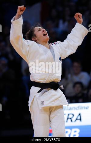 Blandine Pont (FRA) (Red Star Champigny Judo) a concouru dans la catégorie femmes -48kg a remporté la médaille d'or contre Tugce Beder (TUR) lors de l'International Judo Paris Grand Chelem 2023 (IJF) sur 4 février 2023 à l'aréna Accor à Paris, France - photo Stephane Allaman / DPPI Banque D'Images