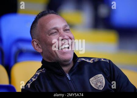 Warrington, Royaume-Uni. 04th févr. 2023. Adrian Lam Coach de Leigh Leopards avant la Ligue de rugby Ben Currie Témoignages Warrington Wolves vs Leigh Leopards au Halliwell Jones Stadium, Warrington, Royaume-Uni, 4th février 2023 (photo de Steve Flynn/News Images) à Warrington, Royaume-Uni le 2/4/2023. (Photo de Steve Flynn/News Images/Sipa USA) crédit: SIPA USA/Alay Live News Banque D'Images