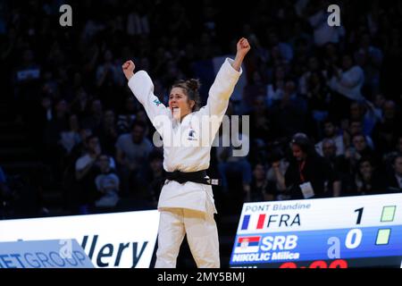 Blandine Pont (FRA) (Red Star Champigny Judo) a concouru dans la catégorie femmes -48kg a remporté la médaille d'or contre Tugce Beder (TUR) lors de l'International Judo Paris Grand Chelem 2023 (IJF) sur 4 février 2023 à l'aréna Accor à Paris, France - photo Stephane Allaman / DPPI Banque D'Images