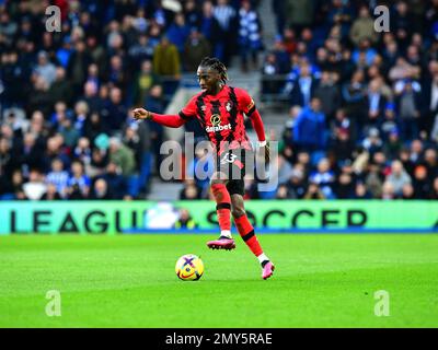 Brighton, Royaume-Uni. 04th févr. 2023. Jordan Zemura du FC Bournemouth lors du match Premier League entre Brighton et Hove Albion et Bournemouth à l'Amex on 4 février 2023 à Brighton, en Angleterre. (Photo de Jeff Mood/phcimages.com) Credit: PHC Images/Alamy Live News Banque D'Images