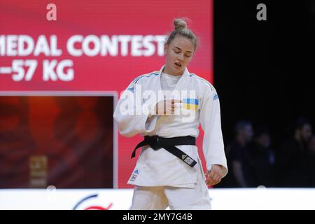 Daria Bilodid (UKR) dans la catégorie femmes  57kg a remporté la médaille de bronze contre Telma Monteiro (por) lors de l'International Judo Paris Grand Chelem 2023 (IJF) sur 4 février 2023 à l'Arena Accor à Paris, France - photo: Stephane Allaman/DPPI/LiveMedia Banque D'Images