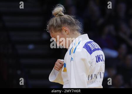 Daria Bilodid (UKR) dans la catégorie femmes  57kg a remporté la médaille de bronze contre Telma Monteiro (por) lors de l'International Judo Paris Grand Chelem 2023 (IJF) sur 4 février 2023 à l'Arena Accor à Paris, France - photo: Stephane Allaman/DPPI/LiveMedia Banque D'Images