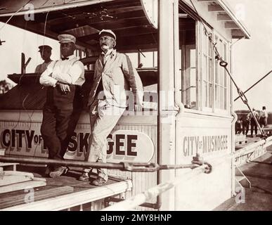 Cabine à roulettes du bateau à vapeur de la ville de Muskogee, sur la rivière Arkansas, c1908. (ÉTATS-UNIS) Banque D'Images