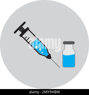 Icône linéaire de vaccination. Seringue avec flacon. Prévention commune du froid. Vaccination. Médicaments et pharmacie. Illustration de la ligne fine. Symbole de contour Illustration de Vecteur