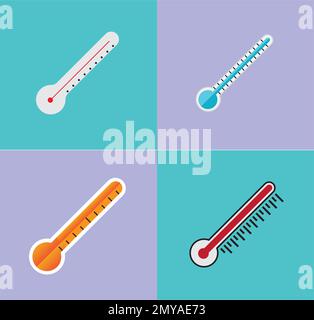 Icône thermomètres avec différentes zones. Image vectorielle isolée sur fond blanc Illustration de Vecteur