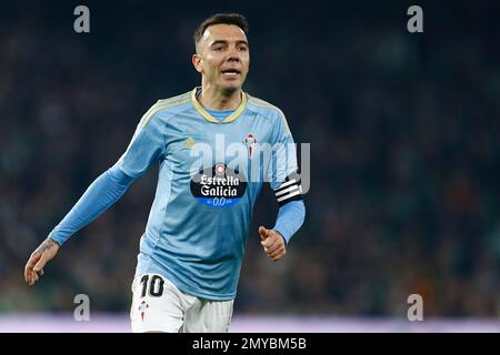 Iago Aspas de RC Celta de Vigo pendant le match de la Liga, date 20, entre Real Betis et RC Celta joué au stade Benito Villamarin sur 04 février 2023 à Séville, Espagne. (Photo par Antonio Pozo / PRESSIN) Banque D'Images