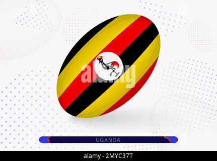Rugby avec le drapeau de l'Ouganda. Équipement pour l'équipe de rugby ougandaise. Illustration du sport vectoriel. Illustration de Vecteur