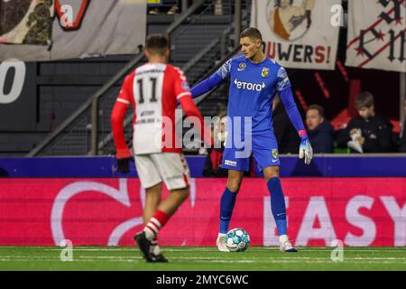 EMMEN, PAYS-BAS - FÉVRIER 4 : gardien de but Kjell Scherpen de vitesse pendant le match Eredivisie entre FC Emmen et vitesse à de Oude Meerdijk sur 4 février 2023 à Emmen, pays-Bas (photo de Pieter van der Woude/Orange Pictures) Banque D'Images