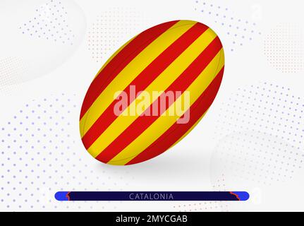 Ballon de rugby avec le drapeau de la Catalogne. Équipement pour l'équipe de rugby de Catalogne. Illustration du sport vectoriel. Illustration de Vecteur