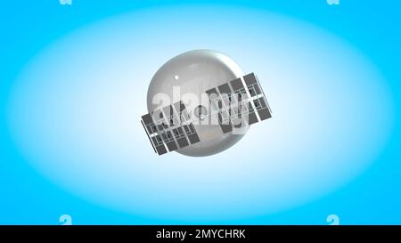 Ballon espion. Ballon météo avec panneaux solaires. Vue depuis le sol. Ballon Aerostatic. 3d rendu Banque D'Images