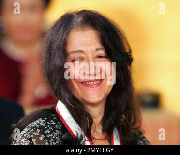 FILE - In this Oct. 18 2005 file photo, Argentine pianist Martha Argerich is seen in Tokyo. This year’s Kennedy Center honorees include musicians who span genres including pop, rock, gospel, blues, folk and classical   and an actor known for his extraordinary range. The John F. Kennedy Center for the Performing Arts announced Thursday, June 23, 2016, that actor Al Pacino, rock band the Eagles, Argentine pianist Martha Argerich, gospel and blues singer Mavis Staples and singer-songwriter James Taylor will be honored for influencing American culture through the arts. (AP Photo/Shizuo Kambayashi,