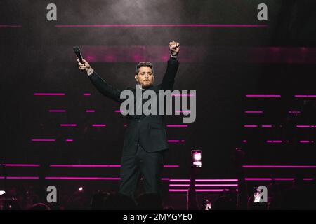 Milan, Italie, 04th janvier 2023. Le chanteur canadien Michael Bublé joue en direct au Forum Mediolanum à Milan. Crédits: Maria Laura Arturi/Alamy Live News Banque D'Images