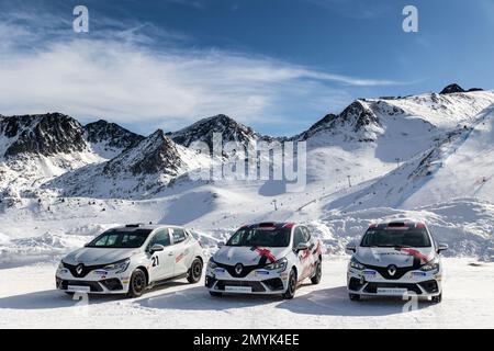 Illustration pendant le 2023 Clio Ice Trophée 2023 - GSeries G3 sur le circuit Andorre - pas de la Casa, sur 04 février 2023 à Encamp, Andorre - photo Damien Doumergue / DPPI Banque D'Images