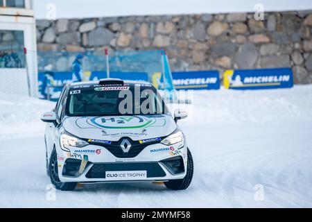 14A David BOUET (FR), WRM PAR CHANOINE M. / course SRD, action 14B Lucas DARMEZIN (FR), WRM PAR CHANOINE M. / course SRD, action lors du 2023 Clio Ice Trophy 2023 - GSeries G3 sur le circuit Andorre - pas de la Casa, on 04 février 2023 in Encamp, Andorre - photo Damien Doumergue / DPPI Banque D'Images