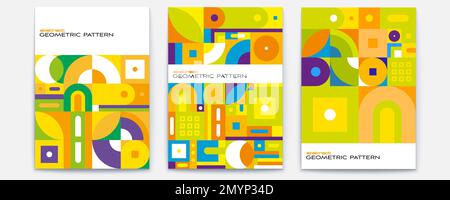 Ensemble de modèles vectoriels de couvertures. Modèle écologique. Formes géométriques de base. Affiche Illustration de Vecteur