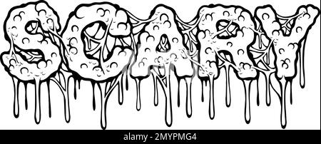 Monster effrayant mot à la main lettrage texte silhouette illustrations vectorielles pour votre logo de travail, t-shirt de marchandise, autocollants et dessins d'étiquettes, affiche Illustration de Vecteur