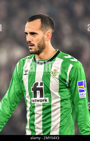 4 février 2023: SÉVILLE, ESPAGNE - FÉVRIER 4: Juanmi de Real Betis Balompie focus pendant le match entre Real Betis Balompie et RC Celta de Vigo de la Liga Santander sur 4 février 2022 à Benito Villamarin à Séville, Espagne. (Credit image: © Samuel Carreño/PX Imagens via ZUMA Press Wire) USAGE ÉDITORIAL SEULEMENT! Non destiné À un usage commercial ! Banque D'Images