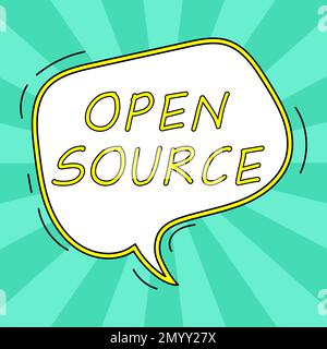 Affiche présentant Open Source. Mot pour identifier le logiciel dont le code source original est disponible gratuitement Banque D'Images