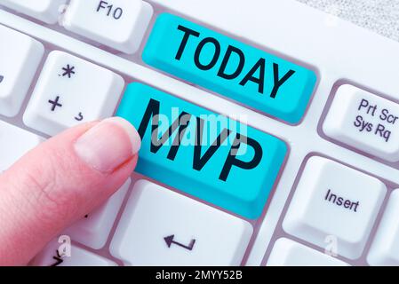 MVP texte écriture manuscrite. Vitrine stratégique de placement pour acheter des actions avec d'autres investisseurs Banque D'Images