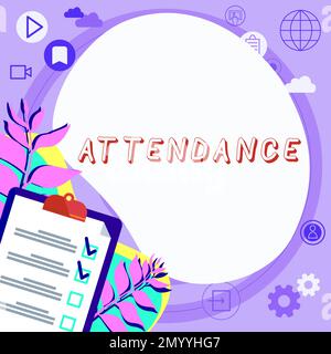 Présence de texte d'écriture manuscrite. Mot écrit sur aller régulièrement être présent à l'endroit ou à l'événement nombre de personnes Banque D'Images