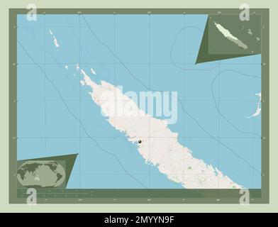 Nord, province de Nouvelle-Calédonie. Ouvrez la carte des rues. Cartes d'emplacement auxiliaire d'angle Banque D'Images