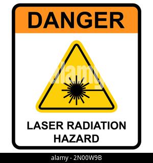 Icône d'étiquette de danger de rayonnement laser, symbole d'information de sécurité illustration vectorielle . Illustration de Vecteur