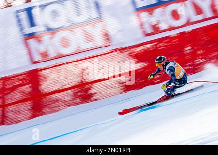 Cortina d’Ampezzo, Italie 21 janvier 2023. JOHNSON Breezy (Etats-Unis) participant à la course de ski alpin pour femmes de la coupe du monde Audi FIS sur l’Olympia Banque D'Images