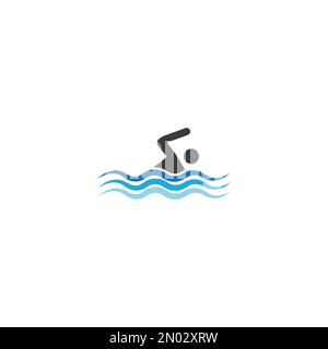 Modèle de conception de vecteur d'ilustration de logo de sport de natation Illustration de Vecteur