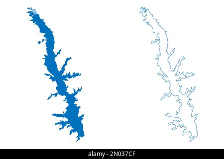 Lake Toledo Bend Reservoir (États-Unis d'Amérique, Amérique du Nord, États-unis, Texas et Louisiane) carte illustration vectorielle, scribble sketch Toledo Ben Illustration de Vecteur