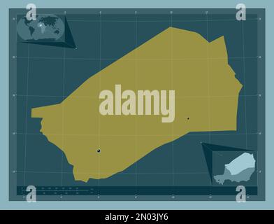 Agadez, département du Niger. Forme de couleur unie. Lieux des principales villes de la région. Cartes d'emplacement auxiliaire d'angle Banque D'Images