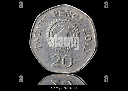 Une fermeture d'une pièce de 2012 20 pence Bailiwick de Guernesey Banque D'Images