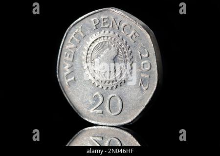 Une fermeture d'une pièce de 2012 20 pence Bailiwick de Guernesey Banque D'Images