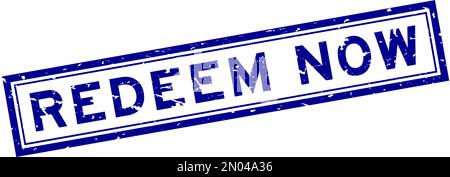 Grunge bleu utiliser maintenant mot carré caoutchouc cachet sur fond blanc Illustration de Vecteur