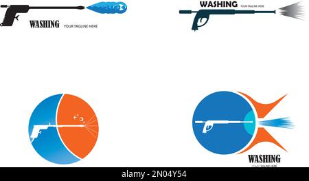 Modèle de logo de pistolet de lavage à pression. Nettoyage de la conception vectorielle. Illustration des outils Illustration de Vecteur