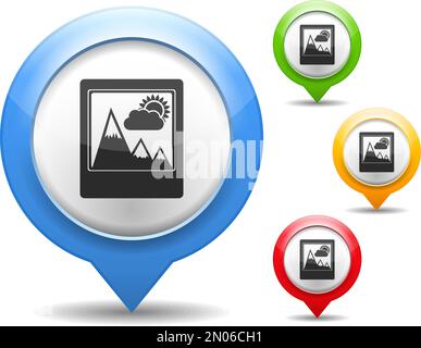 Marqueur de carte avec icône d'une photo, illustration du vecteur eps10 Illustration de Vecteur
