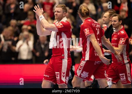 Aalborg, Danemark. 04th févr. 2023. Aron Palmarsson de Aalborg Handball vu après le match danois HTH Herreligia entre Aalborg Handball et GOG à Sparekassen Danmark Arena à Aalborg. (Crédit photo : Gonzales photo/Alamy Live News Banque D'Images