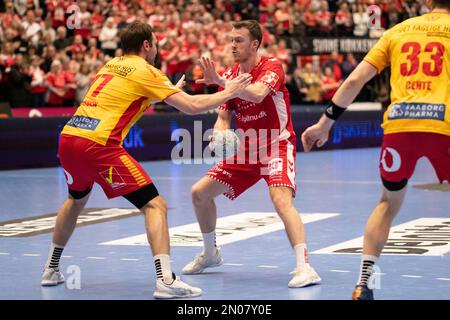 Aalborg, Danemark. 04th févr. 2023. Felix Claar (7) de Aalborg Handball vu dans le match danois HTH Herreligia entre Aalborg Handball et GOG à Sparekassen Danmark Arena à Aalborg. (Crédit photo : Gonzales photo/Alamy Live News Banque D'Images