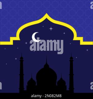 carte de vœux de ramadan avec silhouette de mosquée à motif vecteur de nuit Illustration de Vecteur