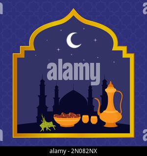 cartes de voeux et invitations pour la célébration de l'iftar ramadan et eid al-fitr vecteur design Illustration de Vecteur