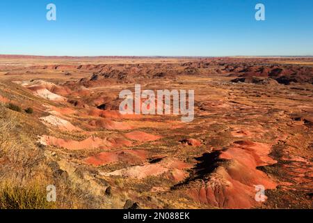 Dunes de grès colorées du désert peint dans le parc national de la forêt pétrifiée, Arizona, États-Unis Banque D'Images