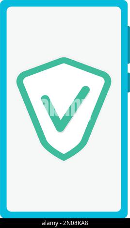 Pare-feu protégé par un smartphone, icône verrouillée à l'écran. Vecteur de protection pare-feu, verrouillage et sécurité sécurisés, mot de passe, pour sécuriser la confidentialité mobile il Illustration de Vecteur