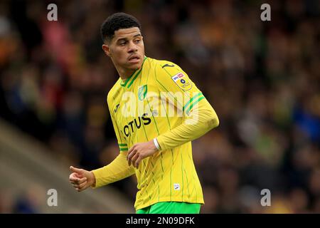 Gabriel Sara, de Norwich City, regarde pendant le match de championnat Sky Bet à Carrow Road, Norwich. Date de la photo: Samedi 4 février 2023. Banque D'Images