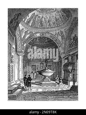 Gravure antique représentant un dôme de la basilique Saint-Marc à Venise, Italie. Illustration publiée dans Systematischer Bilder Atlas - Bauwesen, Ikonograp Banque D'Images