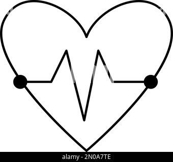 Contour de l'icône de fréquence cardiaque vectorielle plate. Image de dessin au trait de symbole médical isolée sur fond blanc. Concept de santé, de recherche et de laboratoire. Santé Illustration de Vecteur