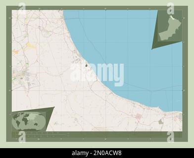 Al Batinah Nord, région d'Oman. Ouvrez la carte des rues. Cartes d'emplacement auxiliaire d'angle Banque D'Images