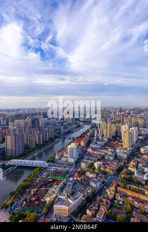 Paysage de la rivière haihe de Tianjin le long de la côte Banque D'Images