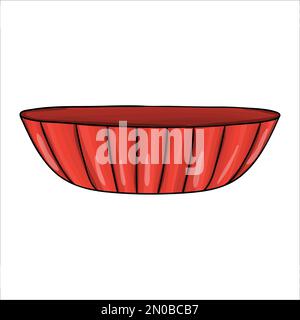 Plaque circulaire rouge vectoriel. Icône d'outil de cuisine isolée sur fond blanc. Équipement de cuisine de style caricature. Illustration vectorielle de la vaisselle Illustration de Vecteur