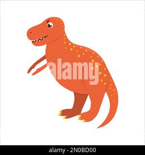 Icône de dinosaure Vector mignon isolée sur fond blanc. Drôle de personnage plat de dino. Jolie illustration de reptile préhistorique Illustration de Vecteur
