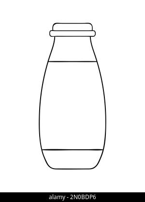 Symbole du pack de yaourts Vector Line. Produits laitiers frais biologiques dessinés à la main, isolés sur fond blanc. Illustration des aliments naturels. Yaourt noir et blanc Illustration de Vecteur